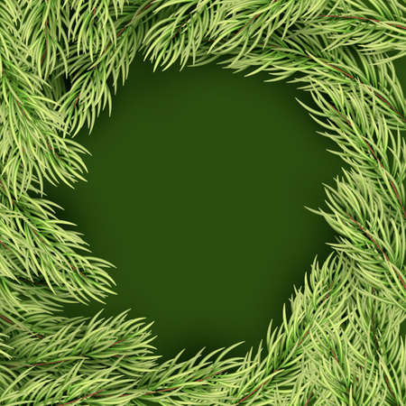 Merry Christmas Template frame of fir branches. And also includes vector.のイラスト素材