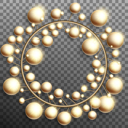 Christmas gold baubles wreath over transparent background. EPS 10 vectorのイラスト素材