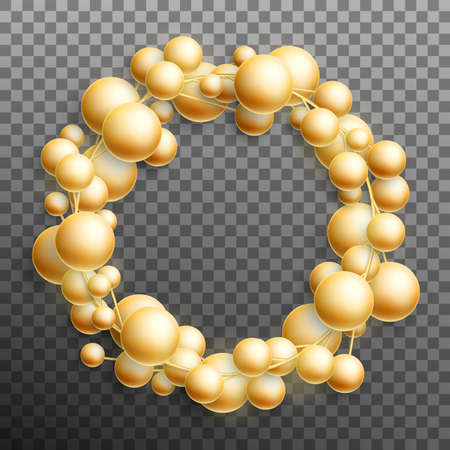 Christmas gold baubles wreath over transparent background. EPS 10 vectorのイラスト素材