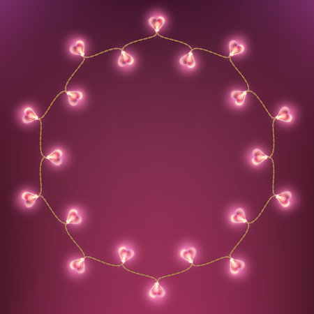 Happy Valentines Day Garland Lamp card.のイラスト素材