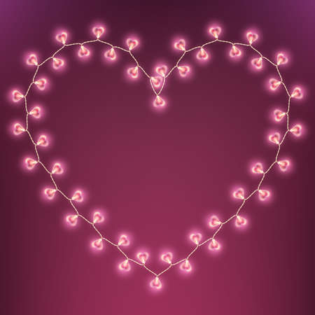 Happy Valentines Day Garland Lamp card. EPS 10 vectorのイラスト素材