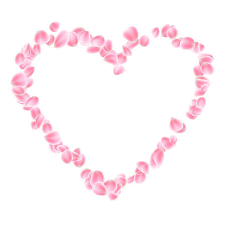 Pink petals heart isolated. EPS 10 vector.のイラスト素材