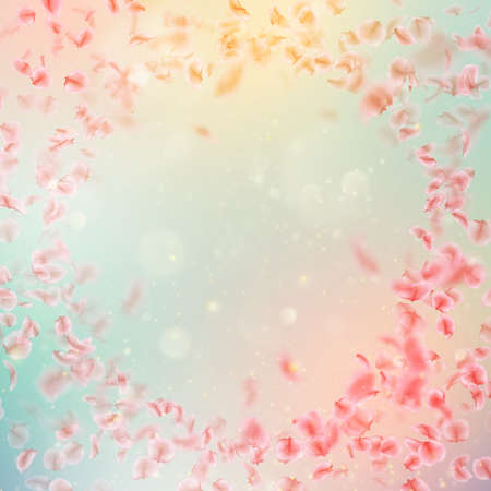 Sakura flying downwind petals on wind.のイラスト素材