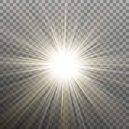 White glowing light burst explosion transparent effect.のイラスト素材