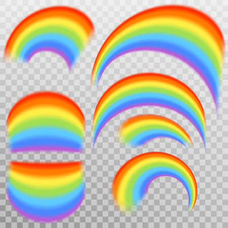 Set of realistic colorful rainbow, isolated on transparent background.のイラスト素材