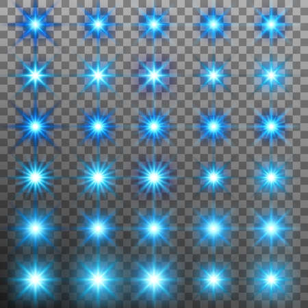 Set of burst light flash glow with flare effect. EPS 10 vectorのイラスト素材