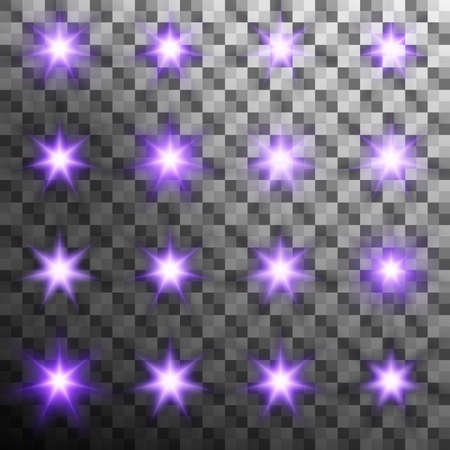 Set of burst light flash glow with flare effect isolated on transparnt background.のイラスト素材