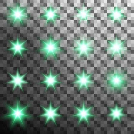 Set of burst light flash glow with flare effect isolated on transparent background.のイラスト素材