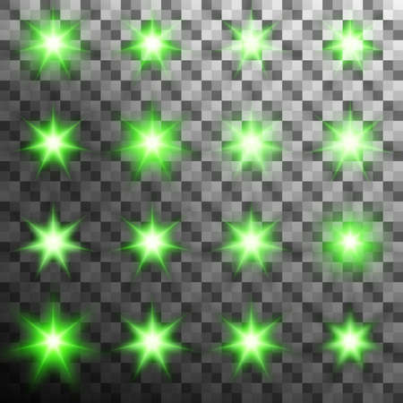 Set of burst light flash glow with flare effect isolated on transparent background.のイラスト素材