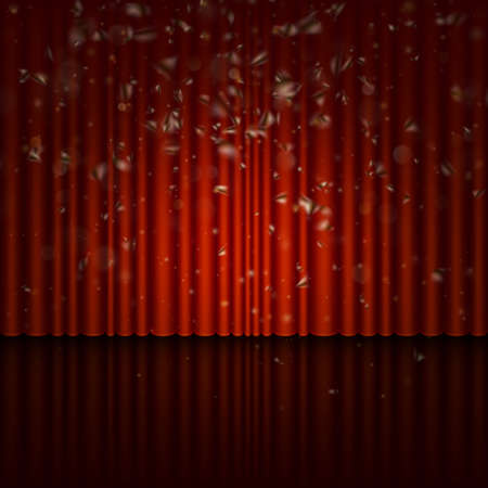 Stage with red curtain and streamer effect. And also includes EPS 10 vectorのイラスト素材