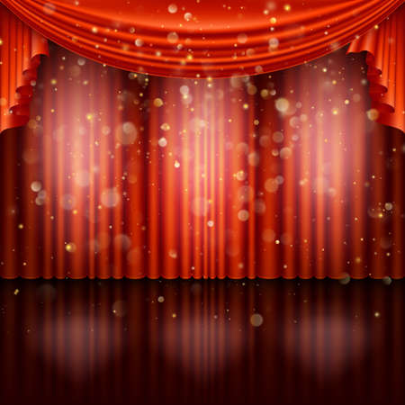 Stage with red curtain vectorのイラスト素材