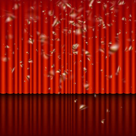 Stage with red curtain and streamer effect. And also includes EPS 10 vectorのイラスト素材