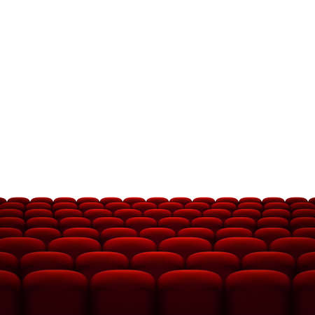 Rows of red cinema or theater seats isolated on white background.のイラスト素材