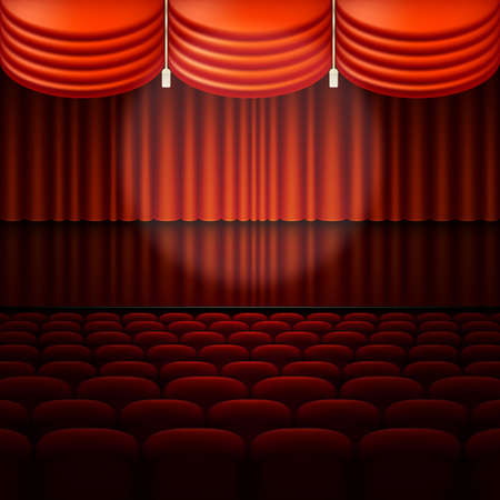 Stage with red curtain vectorのイラスト素材