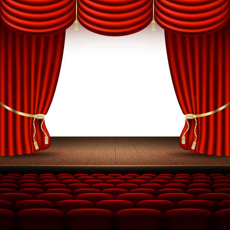 Stage with red curtain vectorのイラスト素材