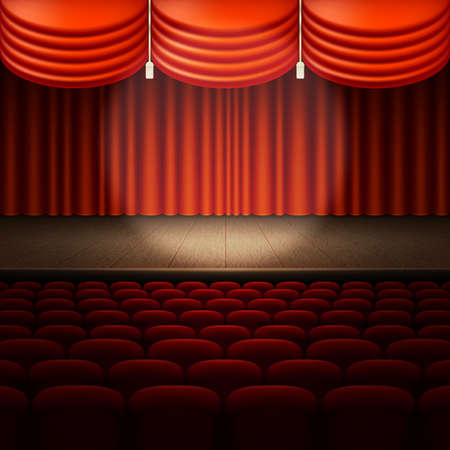 Stage with red curtain. EPS 10 vectorのイラスト素材