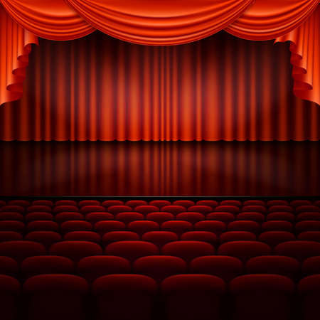 Stage with red curtain. EPS 10 vectorのイラスト素材