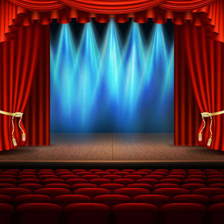 Stage with red curtain.のイラスト素材