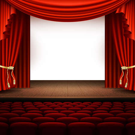 Stage with red curtain. EPS 10 vectorのイラスト素材