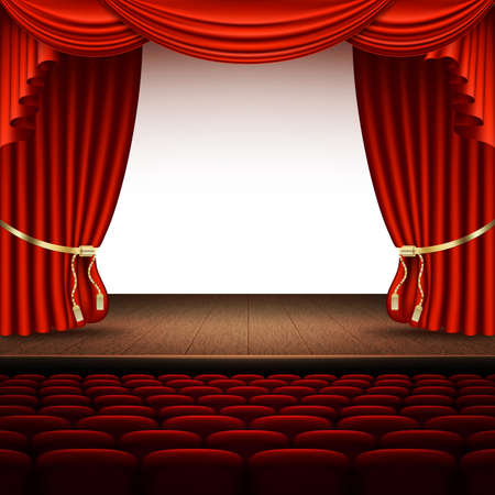 Stage with red curtain. And also includes EPS 10 vectorのイラスト素材
