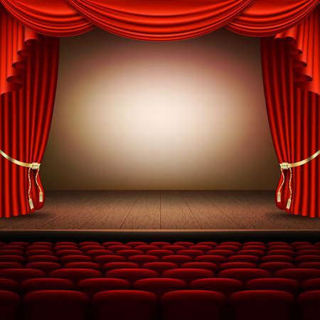Stage with red curtain. And also includes EPS 10 vectorのイラスト素材
