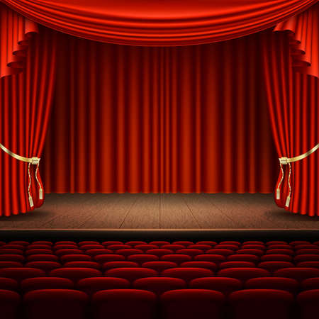 Stage with red curtain. And also includes EPS 10 vectorのイラスト素材