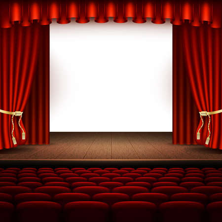 Stage with red curtain. And also includes EPS 10 vectorのイラスト素材