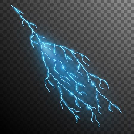 Lightning effect isolated on transparent background.