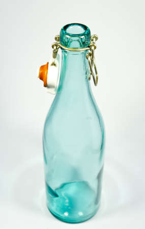 Blue glass bottleの写真素材