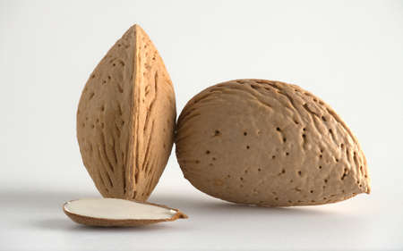 Almonds with kernelの写真素材