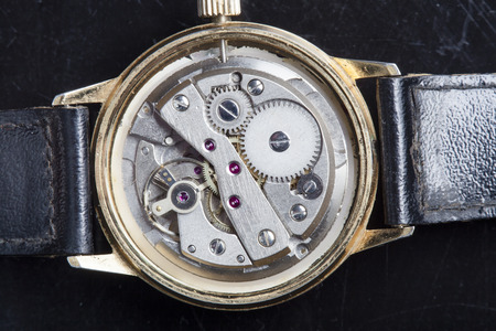 vintage watch machinery macro detailの写真素材