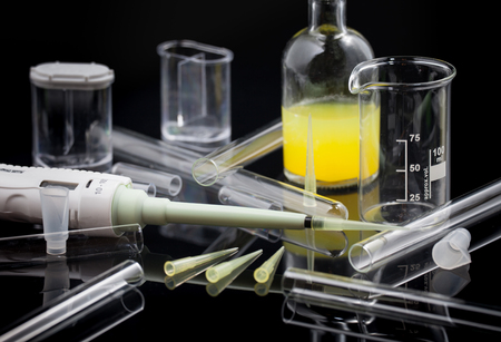 Laboratory equipment, pipette, test tubesの写真素材