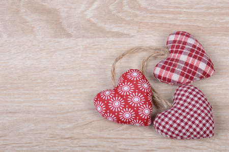 Hearts on woodの写真素材