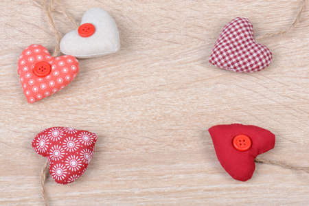 Hearts on woodの写真素材