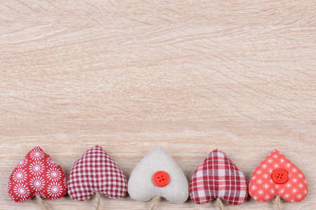 Hearts on woodの写真素材