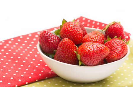 Fresh strawberries in a bowlの写真素材