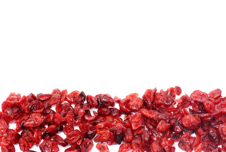 Cranberries isolated on a white background, healthy vegan foodの写真素材