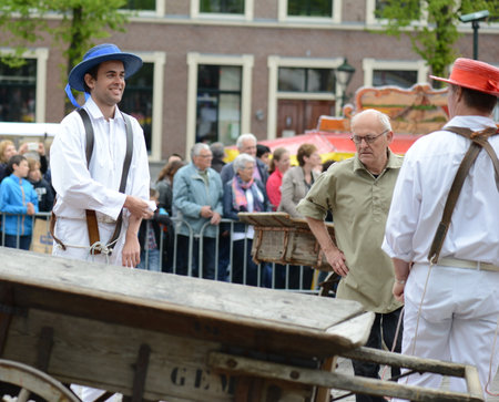 Traditional cheese market in Alkmaar, Netherlands, May 15, 2015のeditorial素材