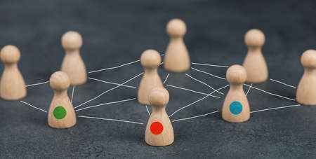 Group of people connecting through a web, business networking and communicationの写真素材