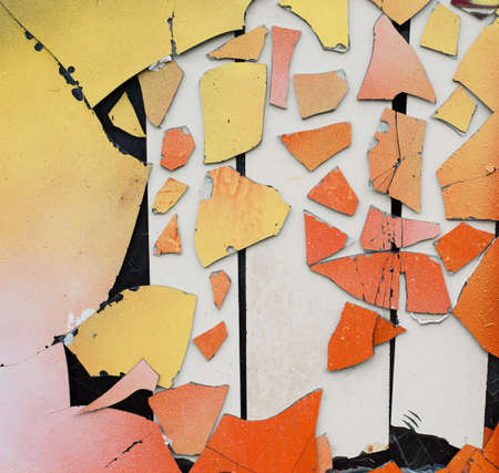 Textured wall structure, backdrop with copy space for text, crunchy backdrop, broken window, doorの写真素材