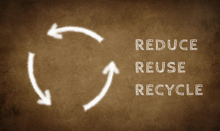 Circle made by three arrows standing for reduce, reuse and recycle, computer graphic, environmental...
