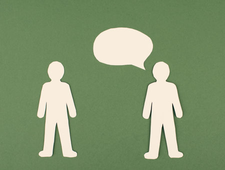 Group of people talking, speech bubble with copy space, communication concept, teamwork in business...