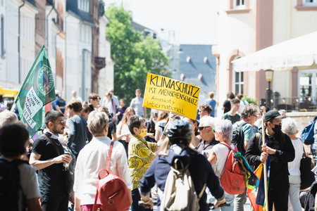 Fridays for future demonstration in Trier, Germany on July 8, 2022, protest against climate change and global warming, environmental discussionのeditorial素材