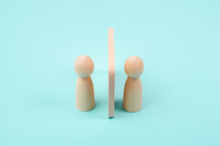 Two men separated by a wall, relationship and communication concept
