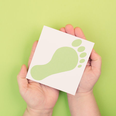 Green co2 footprint, carbon emission, climate change and global warming concept, eco friendly lifestyleの写真素材