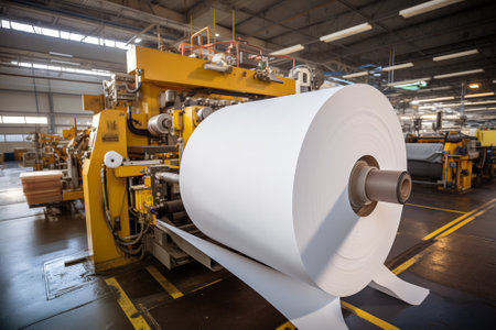 Large rolls of thermal paper produced in a mill factory, manufacturer with industrial slitting machineの素材