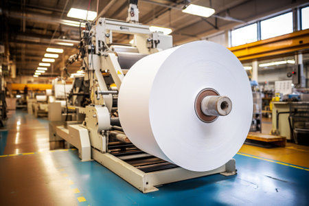 Large rolls of thermal paper produced in a mill factory, manufacturer with industrial slitting machineの素材