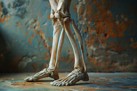 Leg, knee and foot skeleton of a human, anatomy and science, bones, medicine and healthの素材