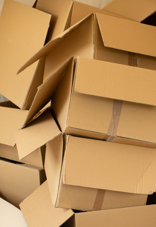 Many parcels standing in a warehouse, online shopping, transport industry, packaging, shipping...