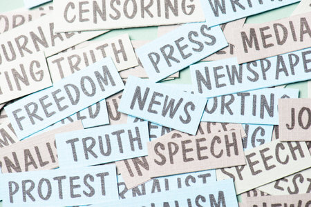 World press freedom day, censorship, free speech and journalism, censored media, discrimination of opinion, cancel cultureの写真素材